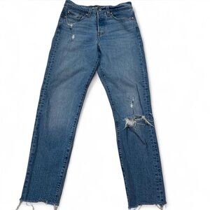 Levis Premium Denim Wedgie Slim Jeans Womens 25x27‎ Button Fly Retro Grunge